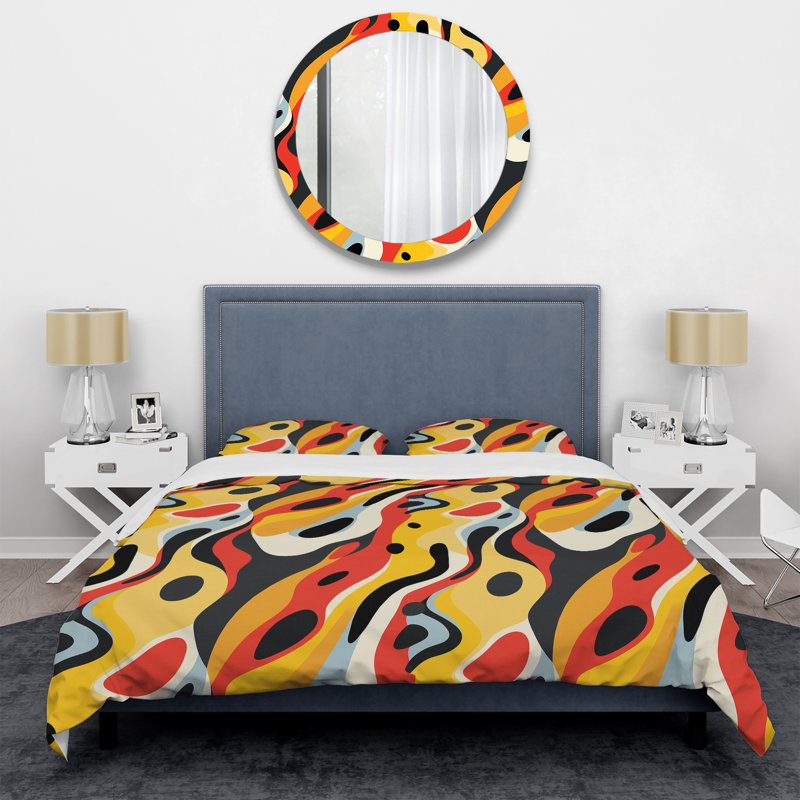 Ensemble de housse de couette jaune et rouge Popart, Housse de couette pour très grand lit et 2 très