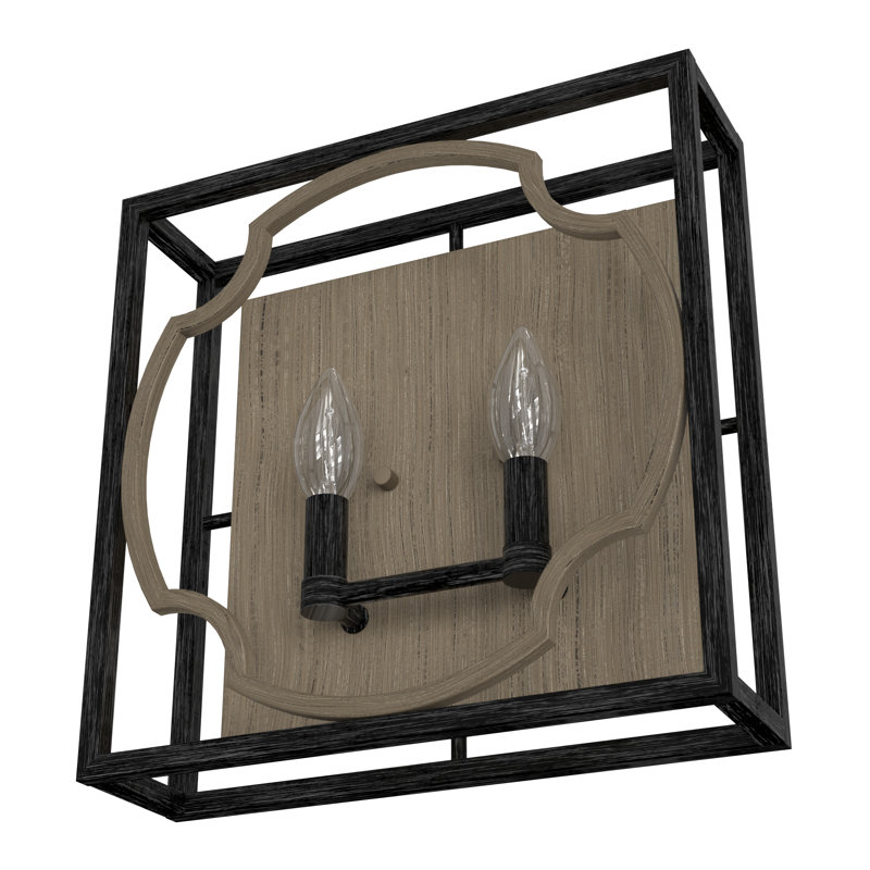 2 - Light Dimmable Flush Mounted Sconce, Black
