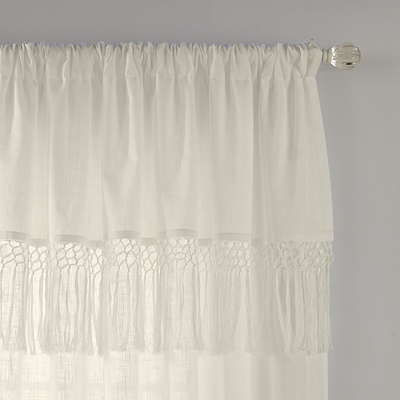 Joplin 100% Cotton Semi Sheer Single Curtain Panel, Ivory, 52" x 95"