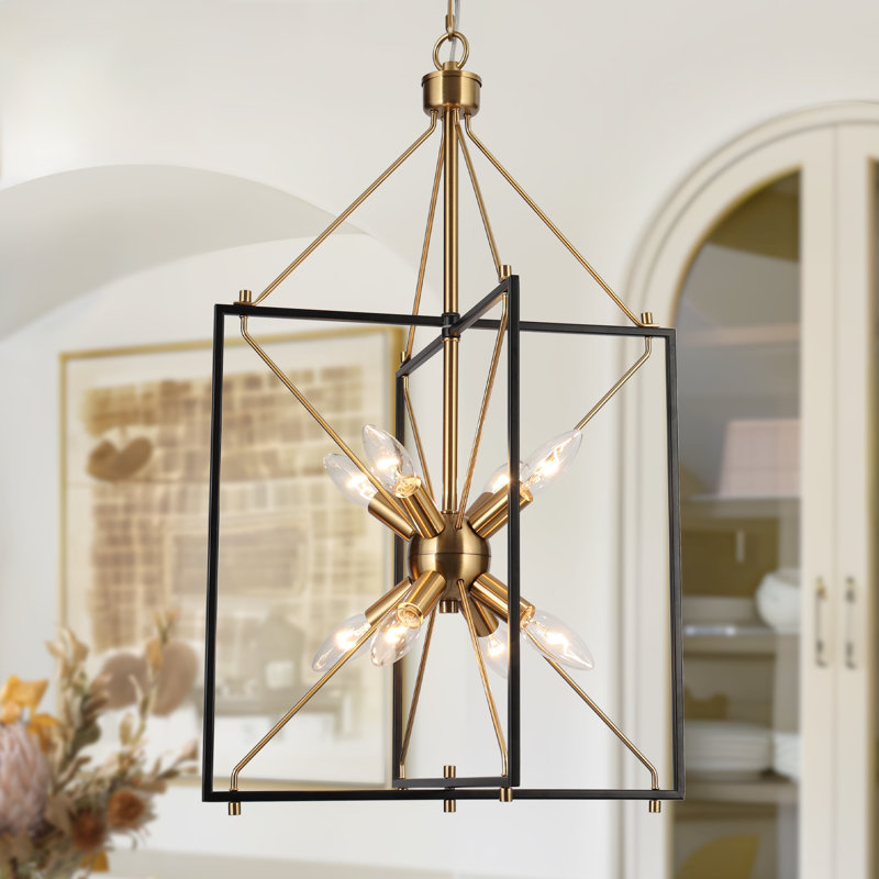  Marval 8 - Light Sputnik Square/Rectangle Dimmable Chandelier, Black/Brass