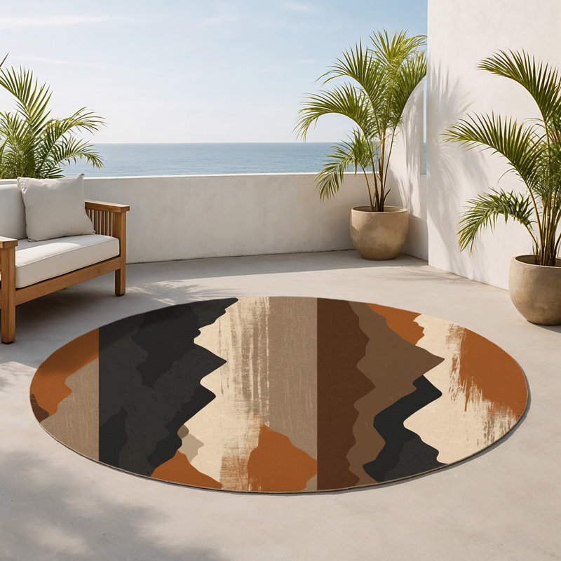 Tapis intérieur et extérieur Aurora Rise, Rond 5 pi