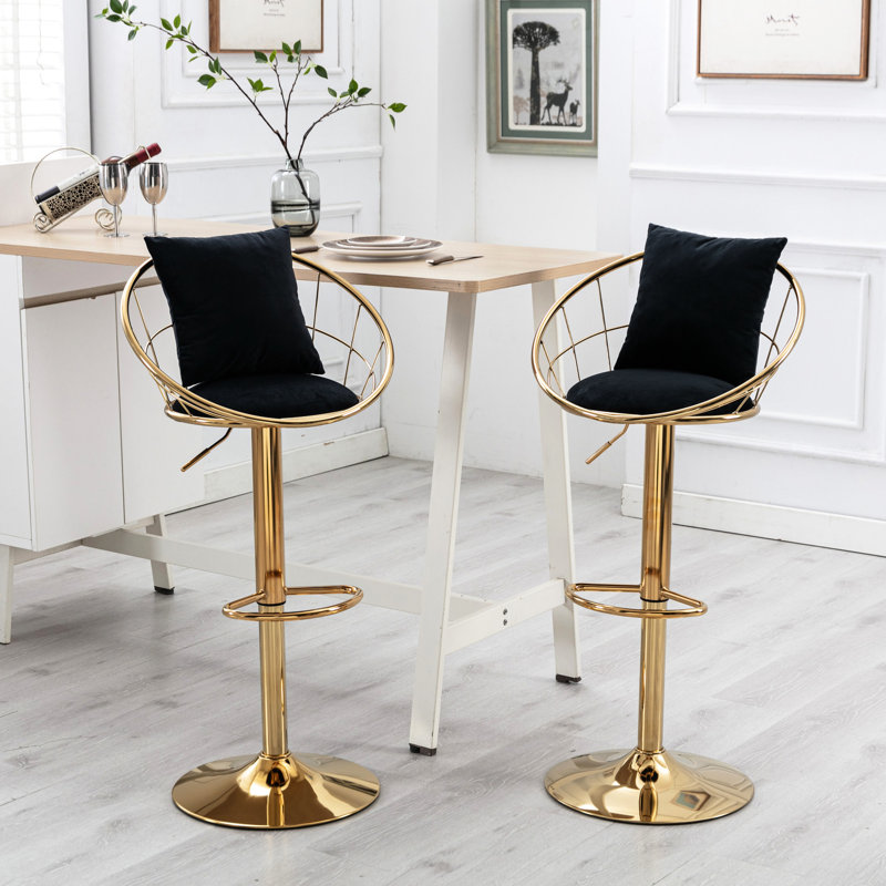 2 chaises de bar en velours noir, rotation à 360 degrés, hauteur réglable, sophistiquée pour la salle à manger et le pivot, siège repas