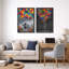 Art abstrait, fille avec ballons, impression sur toile encadrée, 2 pièces-128129778-128129783
