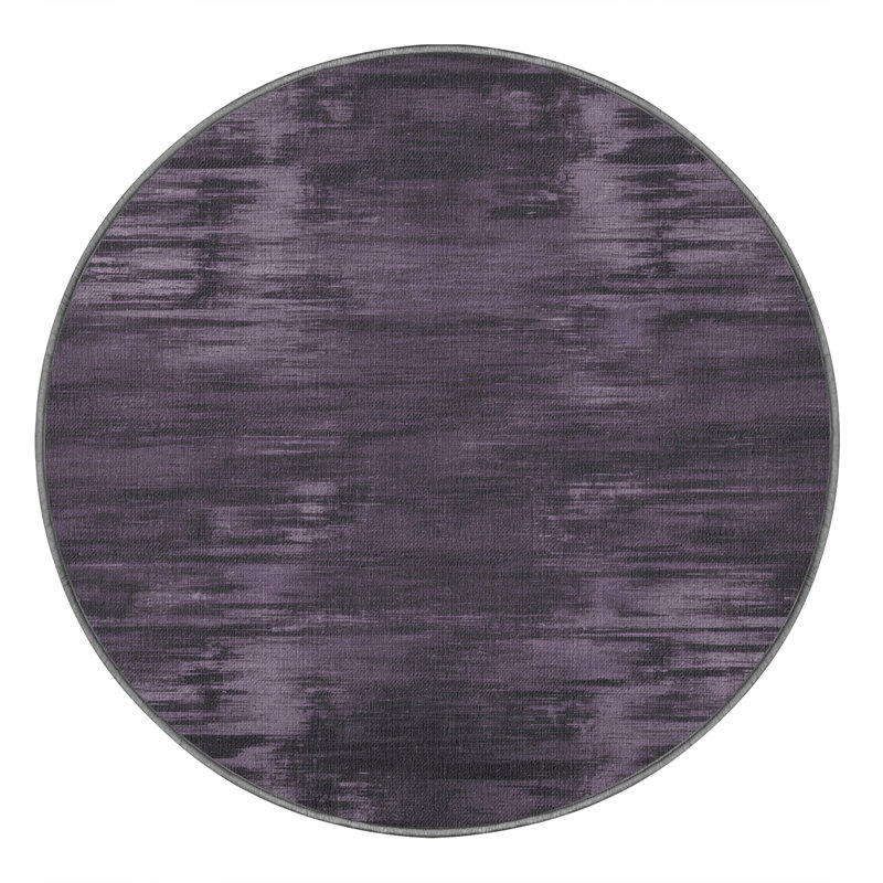 Machine Washable Abstract Purple Area Rug, Round 3'