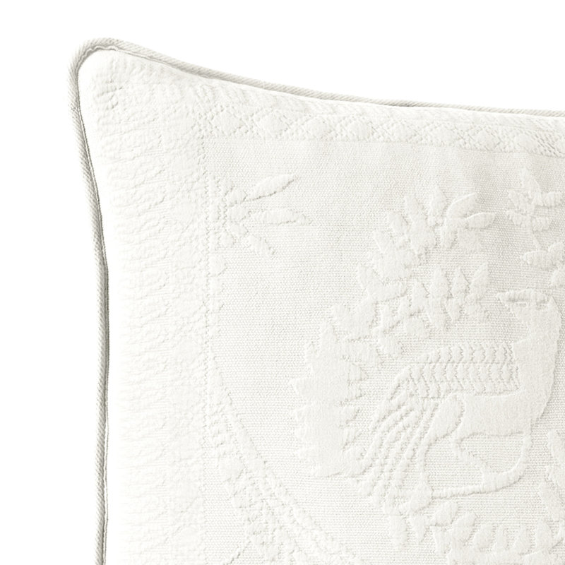 Matelasse Square Cotton Pillow Cover, 20"H x 20"W, White