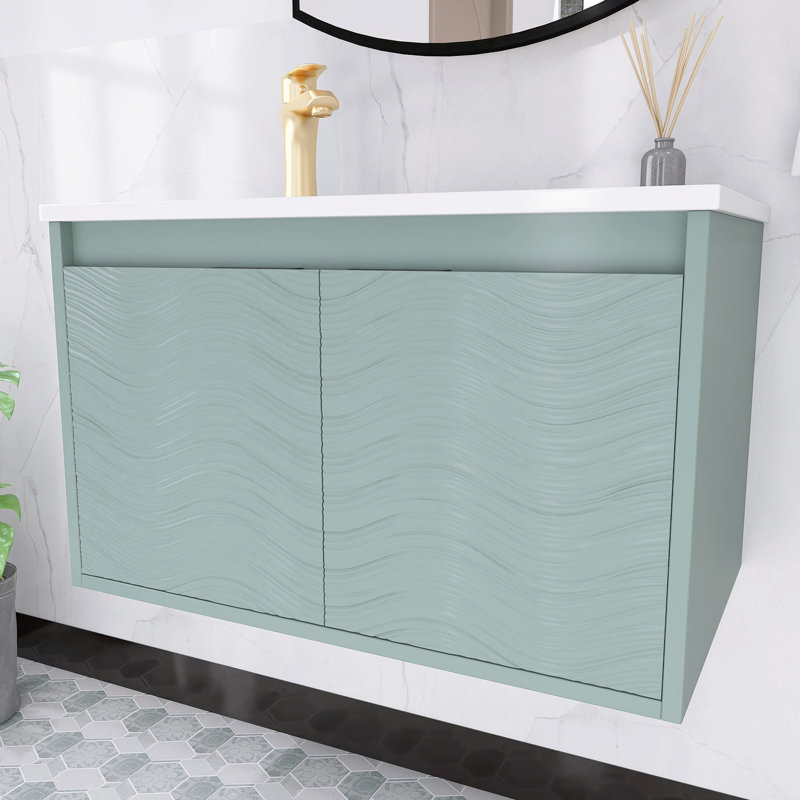 Meuble-lavabo simple 30 po avec plateau en résine Cortni