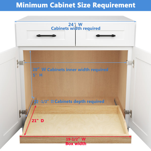 ROOMTEC Pull Out Cabinet Organizer 20 W x 21 D, Kitchen Cabinet