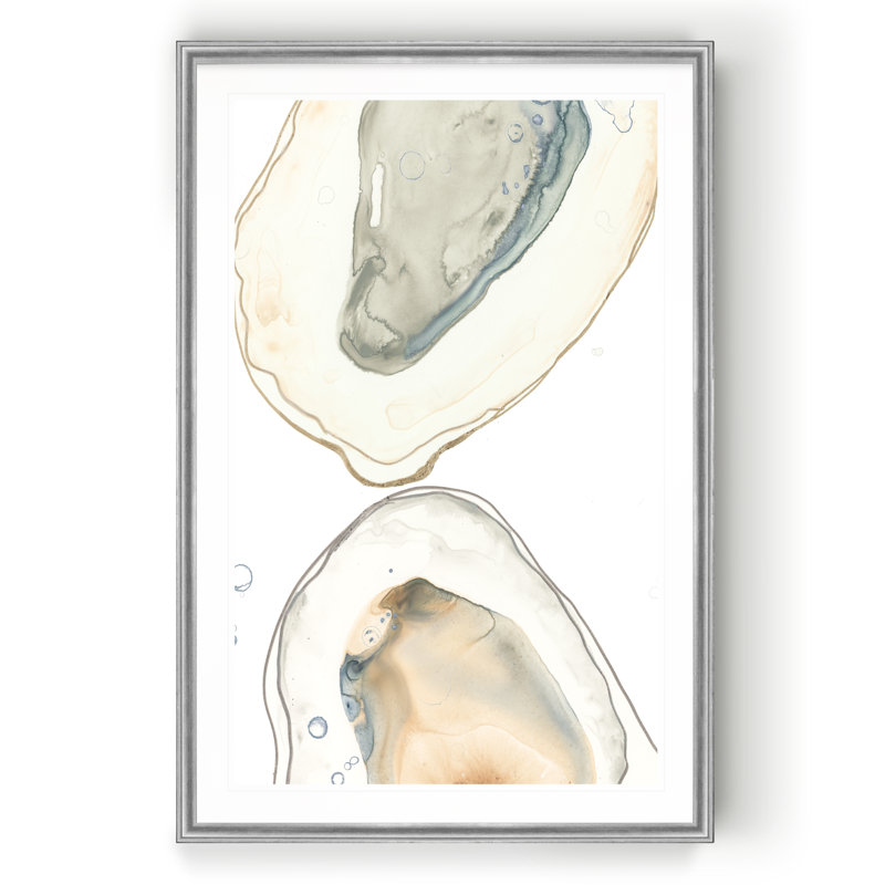«Ocean Oysters II», reproduction sur toile, H 30,5 po x l 42,5 po x P 1,5 po, Impression encadrée, Argent argent