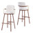 Chaya Indoor Upholstered Bar Stool With Metal Frame, Walnut Finished And Beige Upholstery, Set Of 2