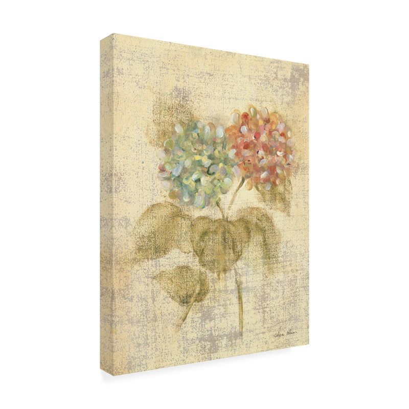 Œuvre d'art sur toile «Hortiea rose», H 19 po x l 14 po