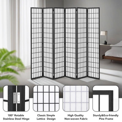  Room Divider Screen 6 Panel, 5.9 Ft Folding Privacy Screen for Room Separation, Shoji Screen Japanese Style Room Divider Wall, 