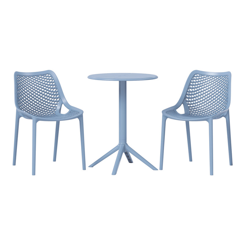 2-Person Outdoor Round Dining Set, Blue