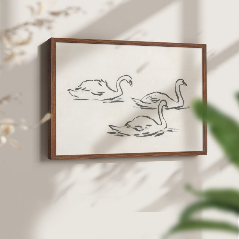 Swan Sketch II -Framed Print - Restickable, Noyer, H 11 po x l 14 po