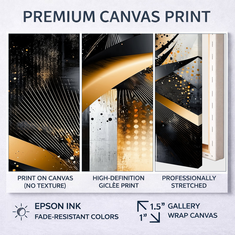 Glam Vortex of Geometric Space I - Abstract Wall Decor, Modern Abstract, art mural 2 pièces, H 32 po x l 48 po
