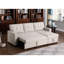 Canapé modulaire rembourré beige avec méridienne - rembourrage en mousse de lin à 3 sièges, coussins de dossier amovibles et rangement pour accueillir et divertir les attentes des visiteurs de nuit-735521794