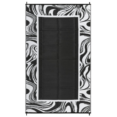 Tapis d'extérieur imperméable 9 x 12 pour patio Facile à nettoyer Tapis pliable réversible en plastique Tapis de sol abstrait moderne pour la cour arrière