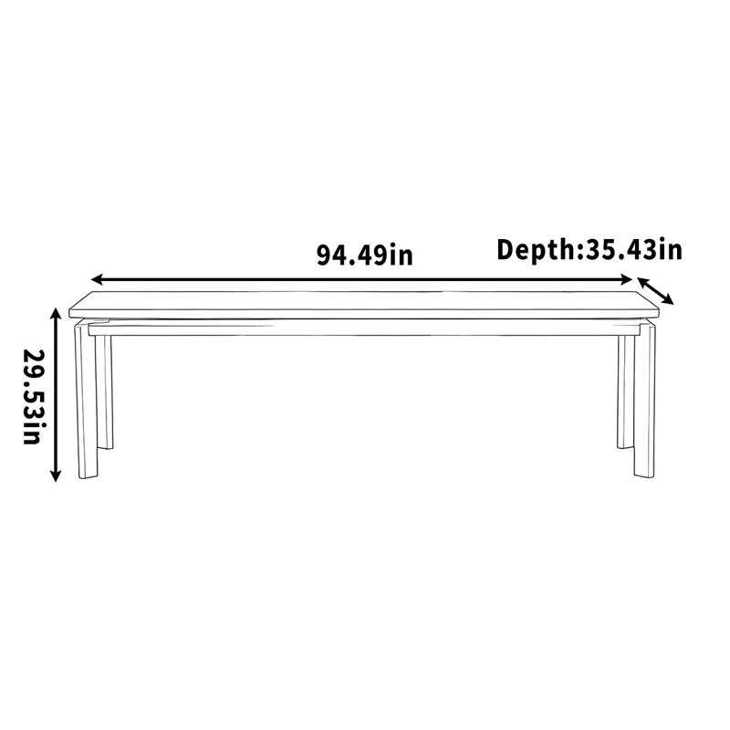 Bureau et bureau en noyer noir, H 29,53 po x l 94,49 po x P 31,5 po