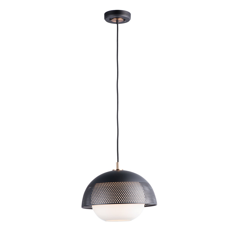 Luminaire suspendu en forme de dôme à 1 lumière Bacco, Noir