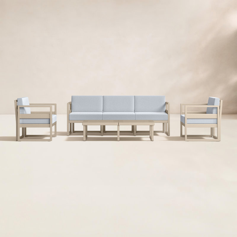 Ensemble de conversation avec canapé et coussins 4 pièces Lane, Toile granit Sunbrella®, Taupe