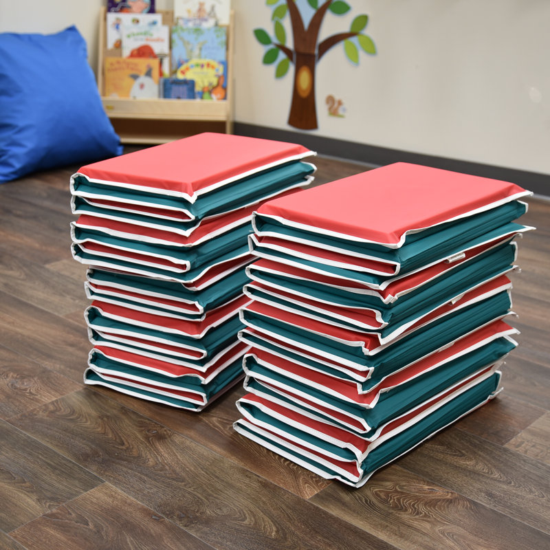 4 Section Folding Pillow Rest Mat - 10 count - Red/Green