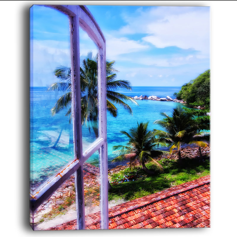 Light House Window View - Reproduction de photo sur toile tendue, H 40 po x l 30 po x P 1 po