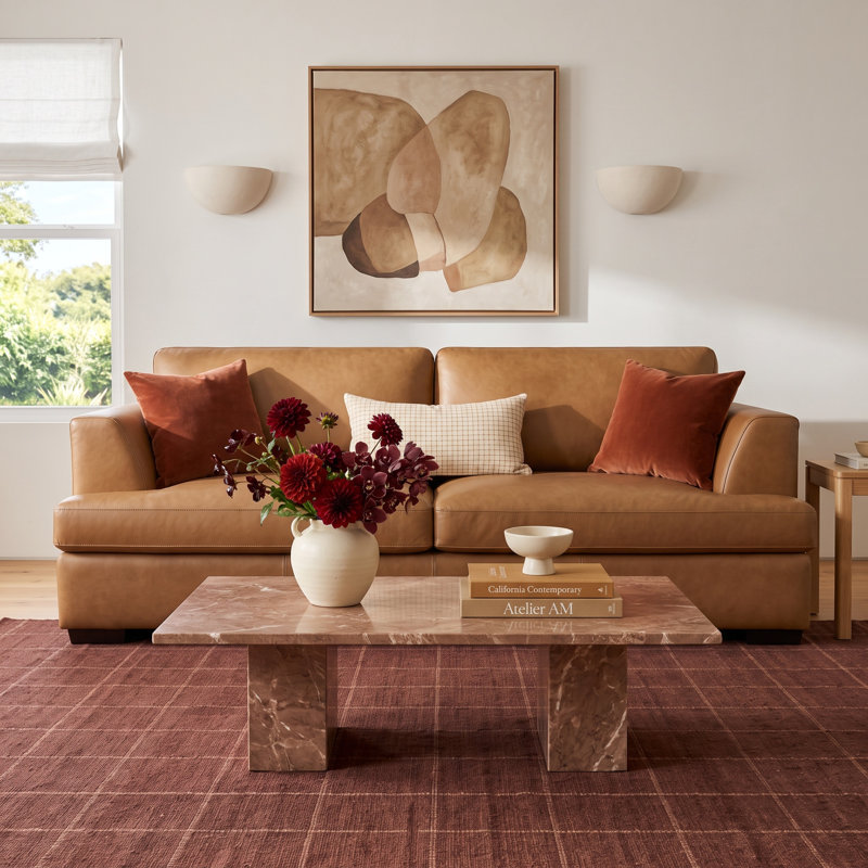 Braiden Leather Sofa, Camel, Camel