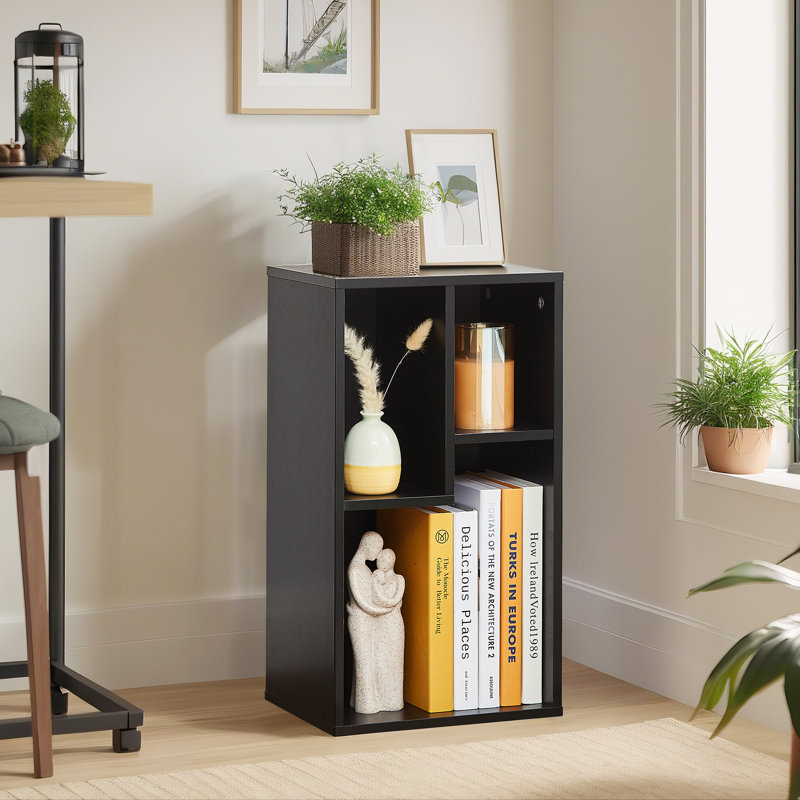 Altamonte 3-Cube Black Bookcase, Small Storage Cabinet with 2-Tier Open Shelves, Modern Cube Organizer for Small Spaces