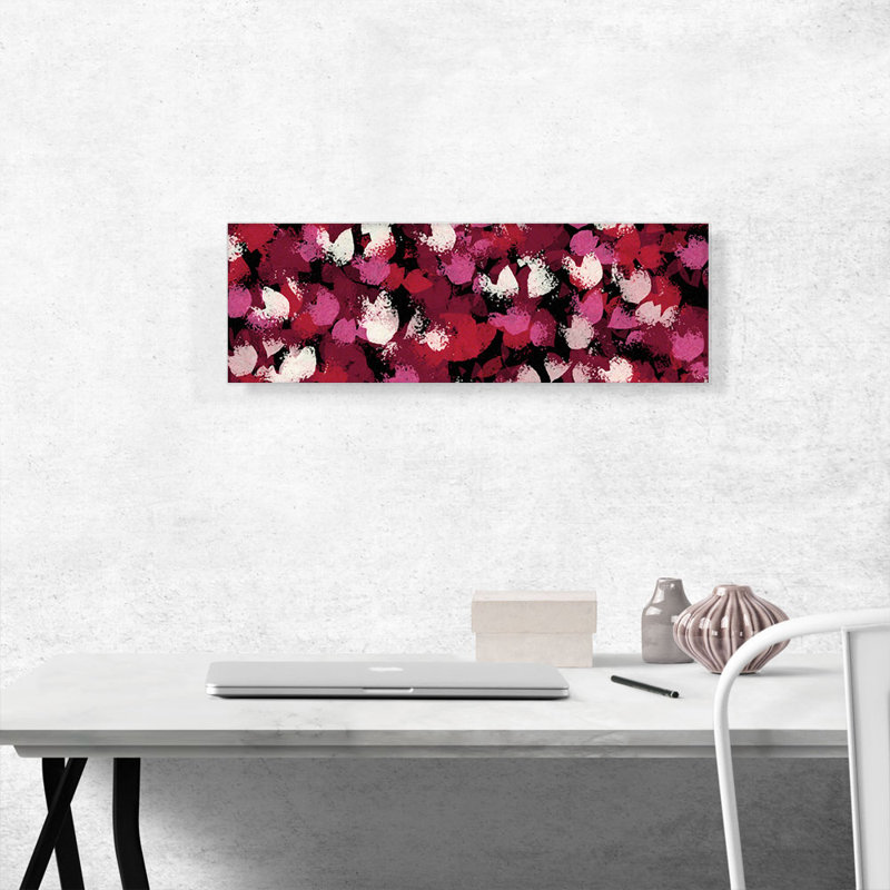Cerise rose rouge blanc moderne - reproduction d'art sur toile panoramique, H 12 po x l 36 po x 1,5 po