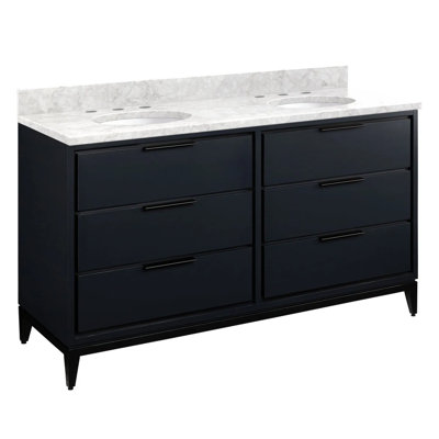 60" Hytes Double Bathroom Vanity Set with Oval Undermount Sinks