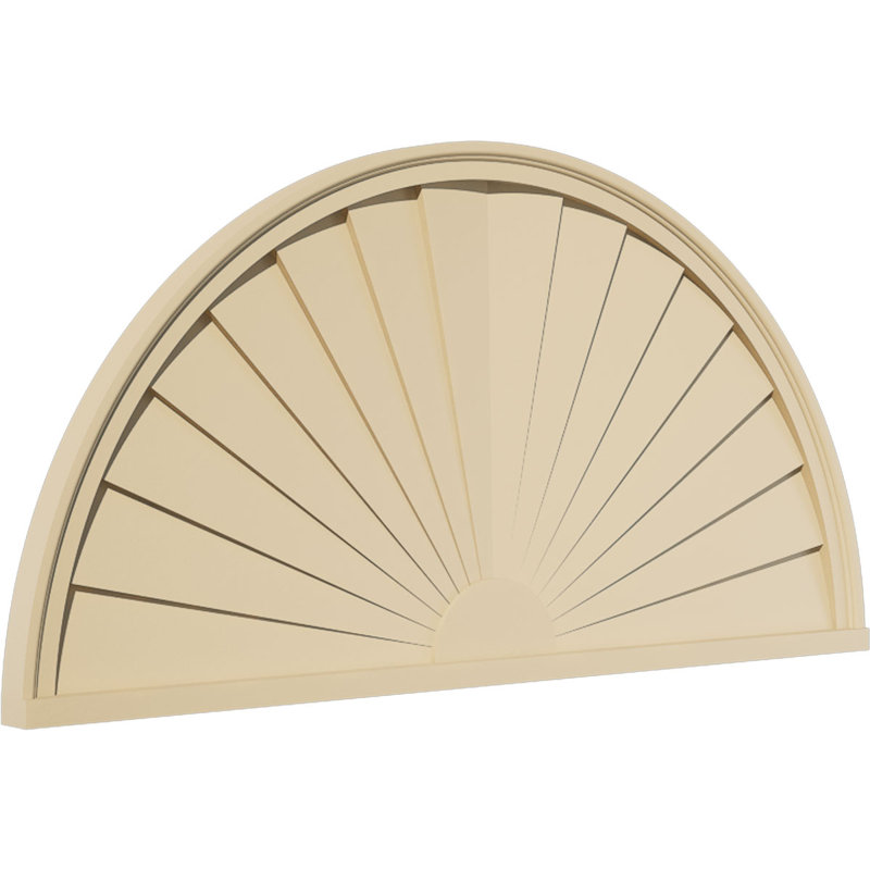 Demi-rond signature fronton en uréthane, brun clair apprêté, 44 po x 22 po x 2 po, Aucune, Rayons de soleil