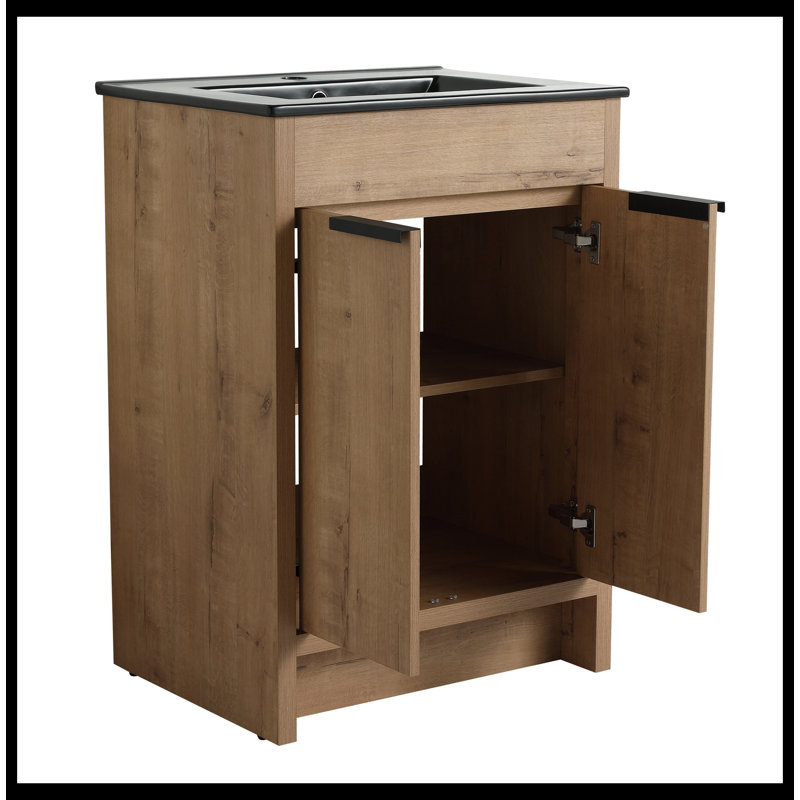 Meuble-lavabo simple 24 po Denille avec plateau en céramique Denille