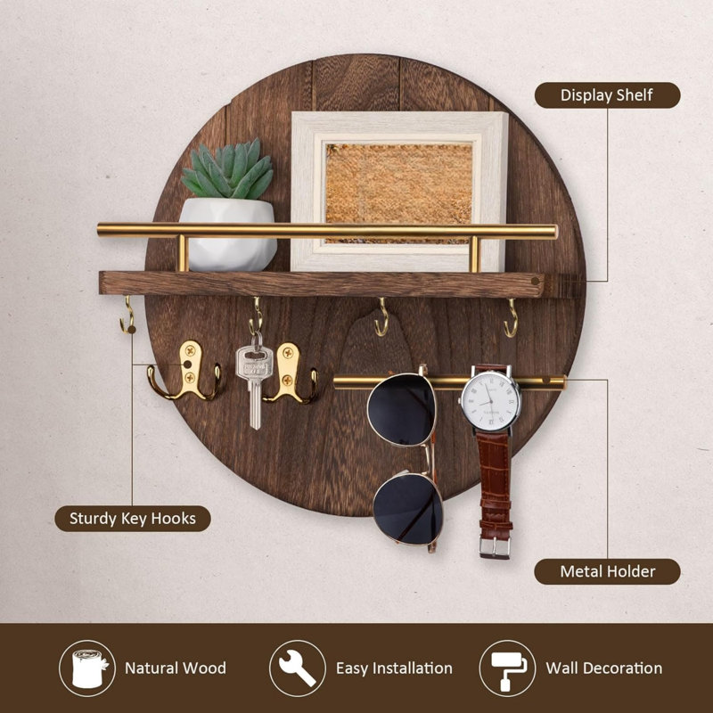 Wood Wall Organizer, Brown