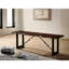 Banc de salle à manger industriel 1pc avec design deux tons, base en métal en U, finition noyer et noire, bordure naturelle en bois massif