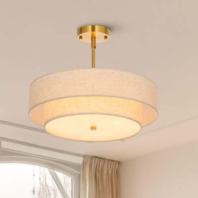 Maskell 4-Light Fabric Semi Flush Mount Ceiling Light Chandelier Drum Pendant