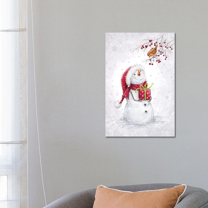 Snowman And Robin VI A by MAKIKO - Wrapped Canvas Print, 66.04 cm H x 45.72 cm W x 3.175 cm D