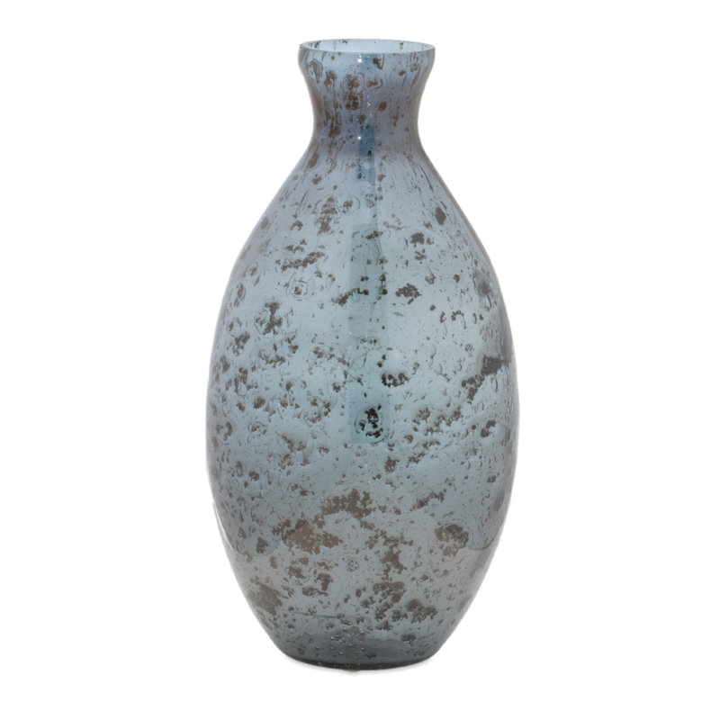 Ensemble de trois vases de table en verre bleu et gris