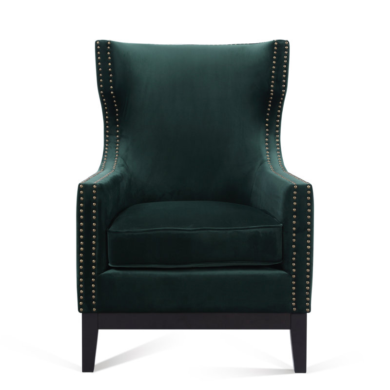 Upholstered Wingback Chair, Green