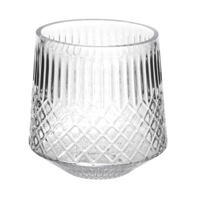 Clear Diamond And Ribbed Pattern Vase