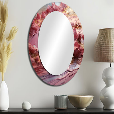 Harmony rose liquide or rose - grand miroir mural ovale sur métal