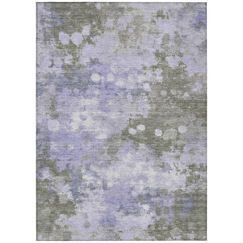 Machine Washable Indoor/Outdoor Xhevrie Lavender Rug, Rectangle 3' x 5'