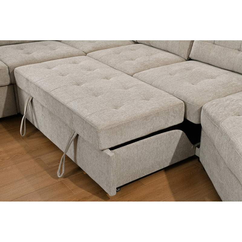 Canapé modulaire rembourré en U de 149 po Modern Large Large, Gris clair