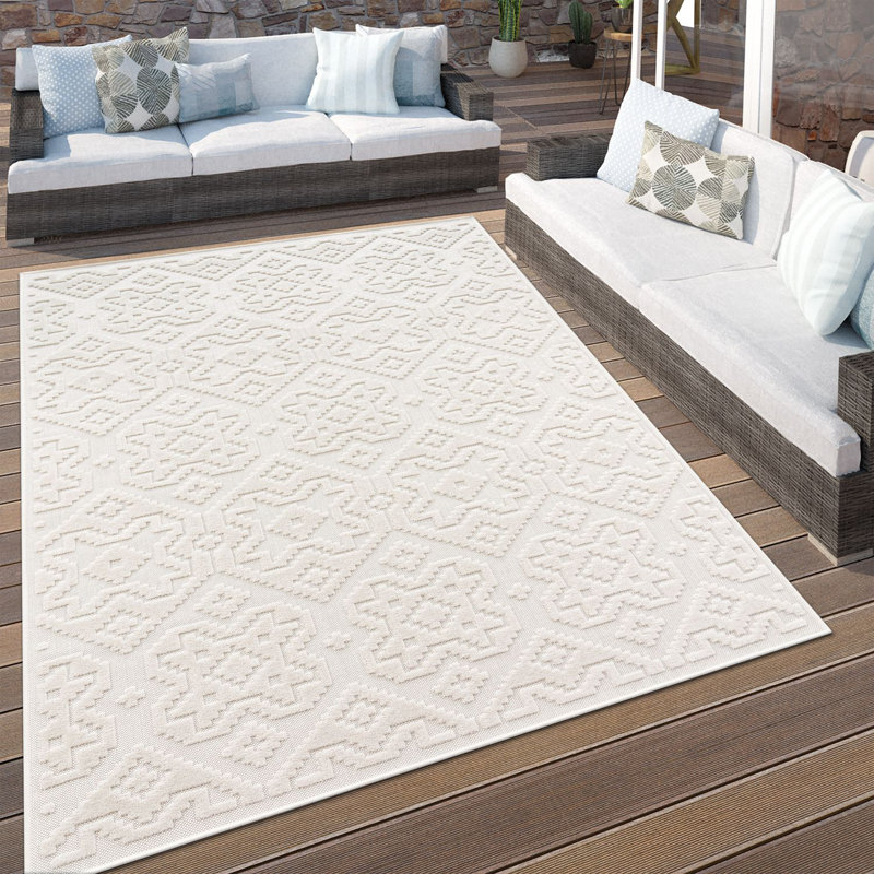 Tapis intérieur / extérieur motif bohème Marrakech avec effet haut-bas, Rectangle 3 pi 11 po x 5 pi 7 po