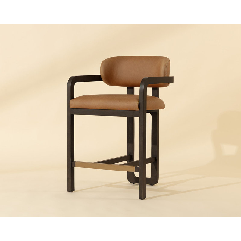 Madrone Counter Stool - Brown - Ludlow Sesame Leather, Counter Stool (26" Seat Height)