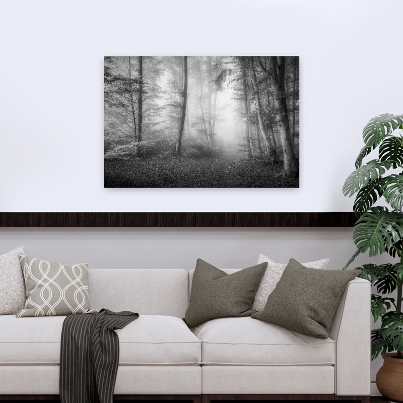 " Foggy Forest Path Ethereal Peaceful Serene Autumn Forest Wall Art Print " by Norbert Maier, 12" H x 18" W
