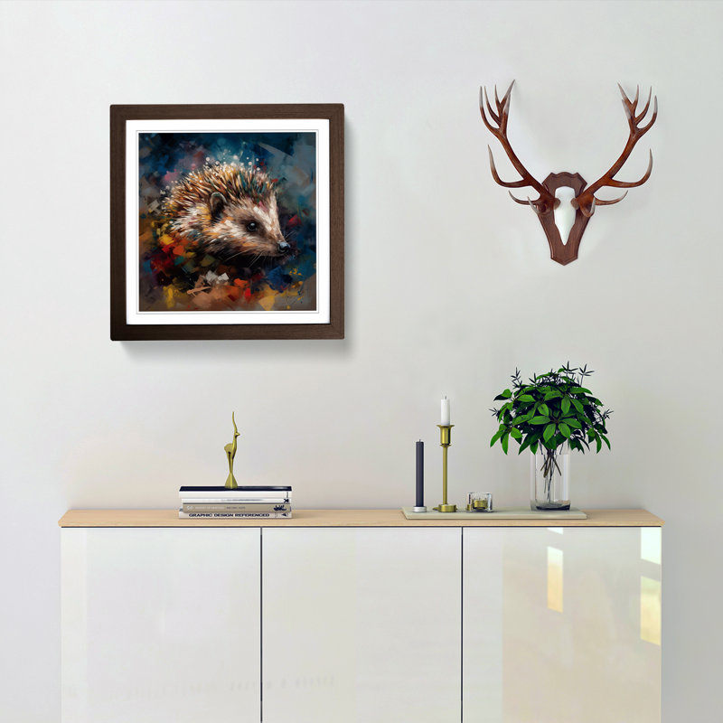 Hedgehog Abstract - Framed Print, Walnut