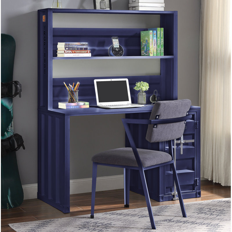 Ensemble de bureau avec huche et chaise, Bleu