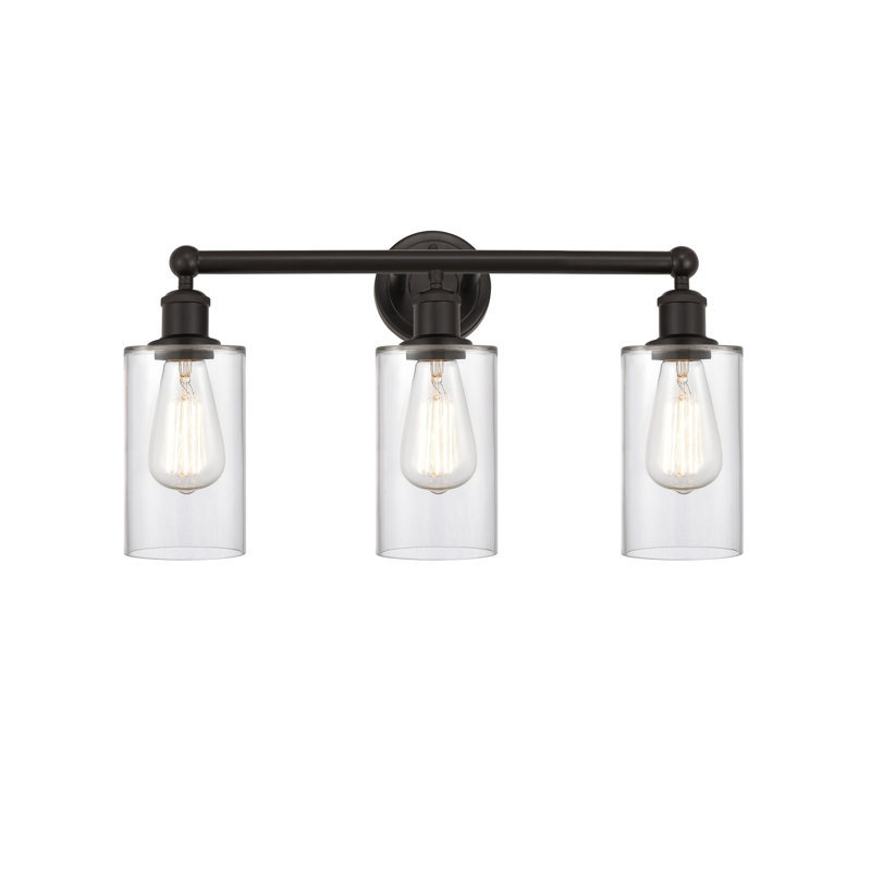 Éclairage pour meuble-lavabo de salle de bain 3 lumières 21,875 pouces Caldello, Transparent, Bronze huilé
