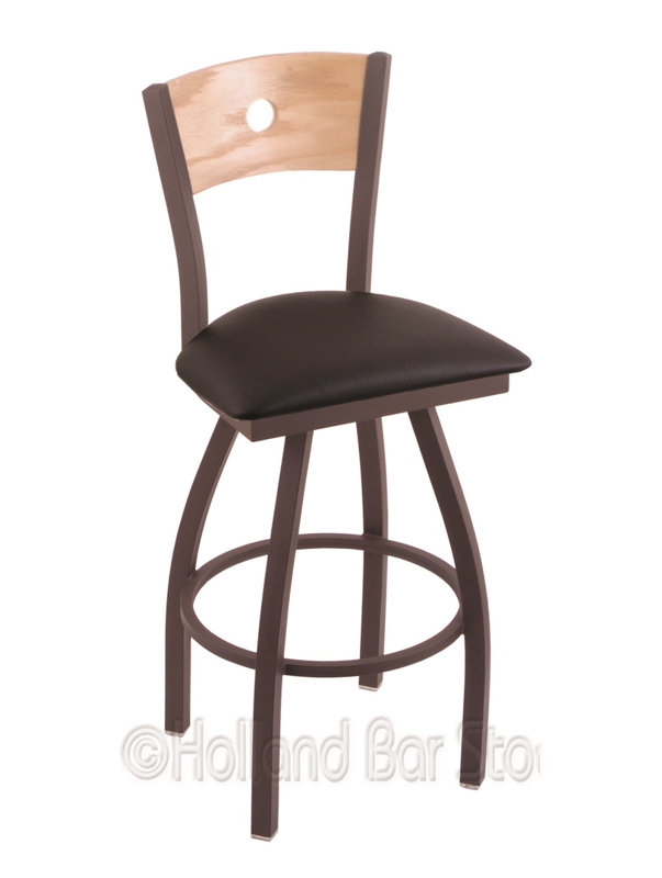 Tabouret de bar pivotant de 36" Lareau, Chêne naturel, Allante Espresso, Bronze
