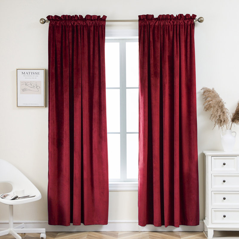 Florane Blackout Curtain Pair, Wine Red, 52" W x 95" L