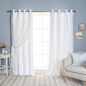 ( Only 1 ) Fortuna Brockham Solid Tulle Overlay Room Darkening Grommet Curtain Panel